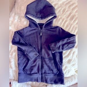 Boys blue zip up with white Sherpa hood